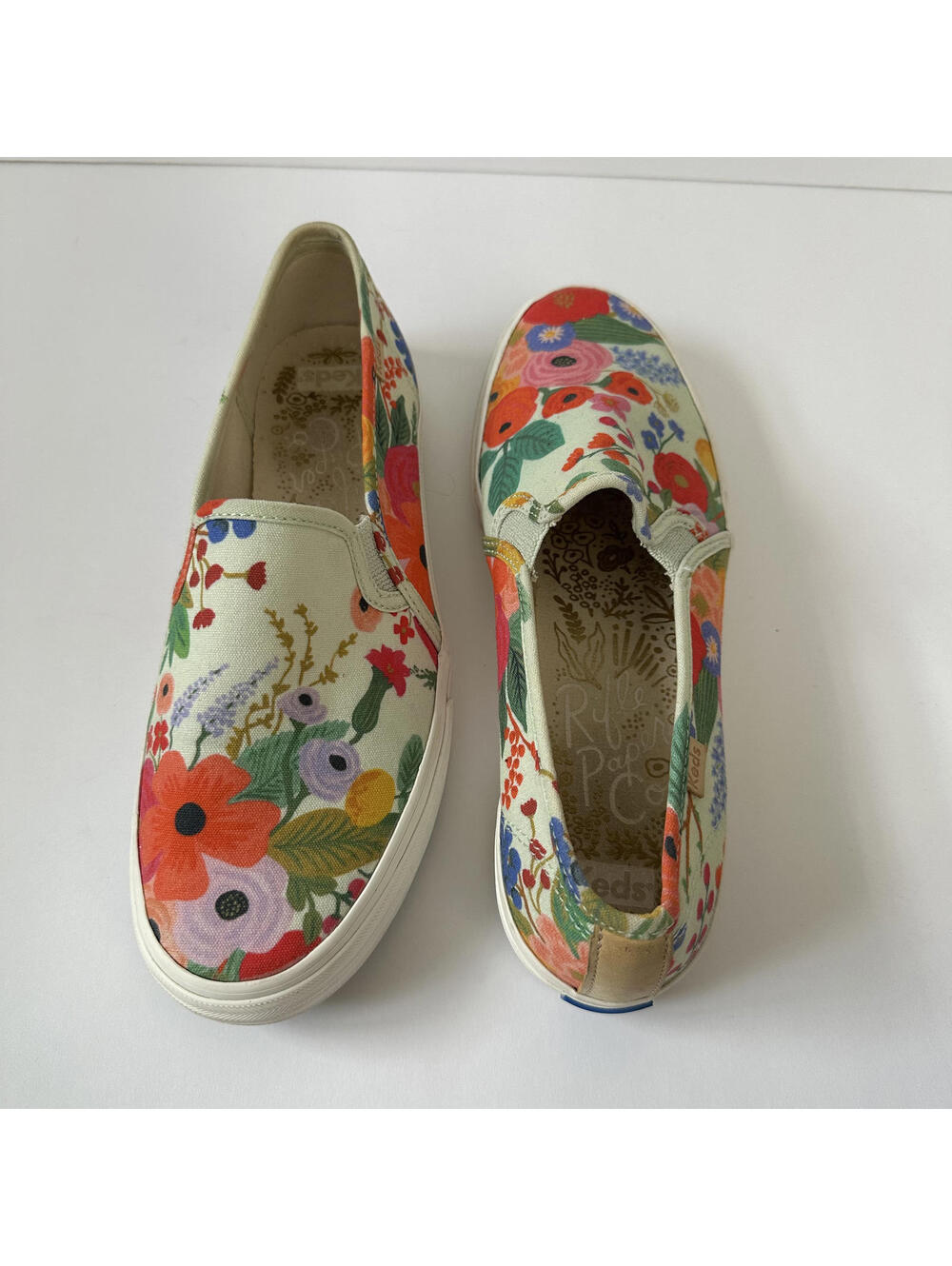 Keds x Rifle Paper Co Floral Slip-On Canvas Sneakers Size 8 Garden Party Bright - Picture 4 of 8